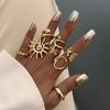 Conjunto de Anéis de Concha de Vento Marinho Cruzado Europeu e Americano Estilo Ins Flor de Metal Anel Aberto para Dedos para Mulheres