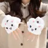 Luvas de Inverno Femininas, Design Fofo de Desenho Animado Estilo Coreano, Forradas com Fleece, Luvas de Gato Peludas Meio-Dedo com Tampa Flip-Top, Quentes e à Prova de Frio para Casais