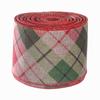 Vendas Diretas de Fábrica de Acessórios de Laço Feitos à Mão, Fitas Decorativas de Natal, Fitas Coloridas Xadrez de Imitação de Linho