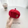 Touca Vermelha para Bebê Estilo Primavera e Outono para Meninas Recém-Nascidos 0-1-3 Anos Boina Chapéu de Tricô Chapéu de Abóbora