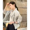 Top de manga larga estilo coreano ins para principios de otoño para mujeres petite, gabardina corta jacket holgada de nicho para mujeres 18022