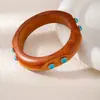 Pulsera de madera turquesa estilo étnico, venta caliente transfronteriza, pulsera simple de moda estilo vintage, diseño con sentido, joyería de mano de nicho