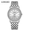Reloj de hombre luminoso con correa de acero Longbo resistente al agua Reloj de negocios para hombre reloj para parejas reloj de cuarzo transfronterizo reloj de mujer al por mayor Nuevo