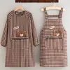 Bata de Dibujos Animados Delantal de Algodón Ropa de Trabajo para Puesto de Comida Transpirable Resistente a Manchas Cocina Uso en Casa Manga Larga Unisex
