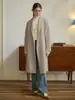 Bargain de liquidación Abrigo de lana de manga larga para mujer Otoño e Invierno, Estilo minimalista cálido, Cárdigan extralargo