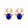 Pendientes de reno de cristal navideños de estilo coreano, elegantes y sencillos pendientes de piedras preciosas, un ciervo te tiene, pendientes de astas tridimensionales para mujer