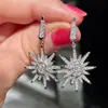 Brincos Huitan vintage em formato de flor de diamante, luxuosos, super brilhantes, elegantes, de girassol, brincos all-match transfronteiriços para mulheres