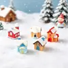 Paisaje en miniatura, escena nevada 3D, casa, castillo, accesorios de decoración de escenas de dibujos animados DIY, pequeños adornos de escritorio