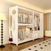 Estante Armario Habitación de Alquiler para el Hogar Almacenamiento de Ropa Montaje Sencillo de Pie Multifuncional Perchero de Acero Abierto