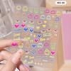 Prego dopamina graffiti adesivo bonito linha círculo amor sorridente rosto colorido tridimensional adesivo decorações de unhas
