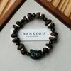 Pulsera de Grano de Café de Cerámica Jingdezhen, Refrescante y que no se decolora, Joyería de Alta Gama para Mujer, Accesorio Versátil de Nuevo Estilo Chino, Mayoreo