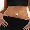 Cadena de Cintura Pequeña con Flor de Goteo de Aceite Estilo Vacaciones de Playa Transfronterizas Europeas y Americanas para Mujer, Cadena Corporal de Cadena de Cuentas Metálicas Estilo Ins Sexy