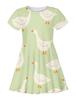Vestido Casual Pastoral de Verão Europeu e Americano Pequeno Fresco Desenho Animado Ganso Branco Grande Impressão Digital 3D para Meninas com Gola Redonda