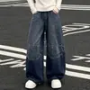 Jeans Retro Americanos para Niñas Otoño Tendencia Marca Versátil Pantalones Desgastados Lavados Sueltos de Pierna Ancha Largos