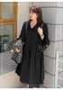Vestido de Manga Larga Q15 Estilo Hepburn Francés Talla Grande para Mujer Aspecto Adelgazante para Gorditas 200 Libras 150 kg Otoño