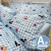 Juego de cama de cuatro piezas Clase A hecho de algodón puro tipo puff, sábana y funda de edredón estilo ins frescas y delicadas con borde de concha, juego de tres piezas para dormitorios de estudiantes