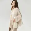 Cárdigan de punto Kangbaolai 25% seda de morera 75% cachemira para mujer, con diseño de cuello halter, corte holgado y mangas anchas, adecuado como suéter o prenda exterior
