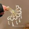 2026 Nuevo Estilo Xiu Jade Pinza para el Cabello con Patrón de Nube para Mujer con Borlas Largas, Accesorio para el Cabello Estilo Antiguo Hanfu, Pinza de Jade para Recogido Estilo Dinastía Song y Ming