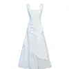Vestido irregular estilo vacacional para mujer, nuevo modelo 2026, blanco, entallado en la cintura, vestido largo de verano