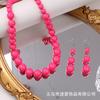 Aretes Exagerados Europeos y Americanos Sentido de Alta Gama Color Caramelo Tamaño Redondo Colgante de Cuentas Diseño Simple Retro Juego de Joyería para Mujeres