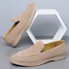Mocasines casuales de cuero para hombre transfronterizos, zapatos slip-on de gamuza retro, mocasines perezosos estilo 'old money' para el día a día