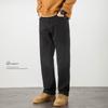 Outono e inverno jeans preto masculino reto solto plus size elástico moderno casual forrado de lã engrossado outono calças compridas