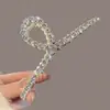 Pinza Metálica Coreana para el Cabello con Perlas Cruzadas, Pinza de Tiburón, Pinza Elegante Estilo Ins para Recogidos y Coletas, Pasador Grande Francés para Mujeres