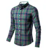 Moda Masculina Amazon Transfronteiriça Camisa de Manga Longa Xadrez Quatro Cores Tamanhos Europeus e Americanos