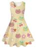 Vestido sin mangas casual de verano para niñas, con estampado digital 3D, lindo y juguetón, para casa, animación de dibujos animados, animal, estilo europeo y americano