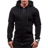 Sudadera con capucha y cremallera para hombre, europea y americana, de color liso, cárdigan deportivo casual, nuevo top para hombre de primavera y otoño