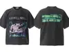 Camiseta Curta Vintage Lavada Pesada Tendência São Miguel Solta para Casais Homens e Mulheres