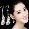 Pendientes Largos de Borla Plateados Elegantes Yihua Pendientes Colgantes para Oreja de Gota de Agua Coreanos Accesorios de Novia Pendientes de Bola de Pedrería