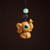 Sándalo verde pequeño elefante auspicioso diy llavero creativo colgante tallado en madera de sándalo rojo colgante cadena para colgar bolsa de teléfono móvil regalo