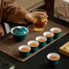Moji Caja de Regalo Completa Juego de Té de Cerámica Juego de Té Kung Fu Hogareño Color de Mineral Crudo Esmalte Tazón con Tapa Jiqing