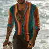 Comércio Exterior Transfronteiriço Cardigã Longo Masculino com Estampa Digital 3D Outono e Primavera Novo Manga Longa Tamanho Plus Size Camisa Solta Masculina