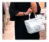Bolsa de Lona Rosto Sorridente Ins Estilo Simples Bolsa Tote Bolsa de Almoço Bolsa Quadrada Pequena Portátil Bolsa Casual Feminina