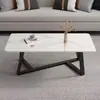 Mesa de café de imitación de losa de roca de lujo ligero para sala de estar, hogar, nuevo, cuadrada, para balcón, mesa de té para casa de alquiler, mesa de café simple para apartamento pequeño