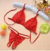 Entrepernas Aberto, Não Precisa Tirar, Conjunto de Três Peças, Lingerie Sexy de Renda, Tanga Feminina Apaixonante, Peça Única Drop Shipping