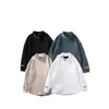 Sudadera de otoño e invierno para hombre con cuello alto medio, forro polar, corte holgado, capa base versátil, forro polar alemán de doble cara, cuello alto, camiseta de manga larga