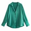 Venta al por mayor de Ropa Femenina Transfronteriza Europea y Americana, Camisas de Mujer Multicolor con Textura de Satén de Seda, Fluidas, Modernas y Versátiles
