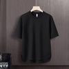 Fabricante Original Camiseta de Manga Curta Estilo Hong Kong Masculina Verão Tendência Ins 2025 Roupas Novas Camiseta Solta de Meia Manga Top