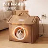 Cama casa para gato y perro para calor invernal para perros pequeños y gatos en todas las estaciones, casa para perro y cama para gato lavables, suministros para mascotas