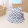 Chapéu de bacia infantil novo estilo japonês e coreano chapéu de bebê xadrez moderno com orelhas chapéu de pescador fino chapéu de sol para primavera e verão