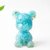 Cascalho de Cristal Natural Resina Epóxi Coração Urso Violento Enfeites de Decoração para Casa Sala de Estar Interior de Carro Cristal de Ametista