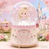 Caja de Música Bola de Cristal Congelada de Unicornio Nieve Moca Niña Adornos de Escritorio para el Hogar Regalo