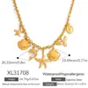 Collar Transfronterizo de Acero Inoxidable con Personalidad y Estilo, Serie Oceánica, Diseño de Estrella de Mar y Concha, Chapado en Oro de 18K, Collar que Conserva el Color para Mujer