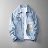 Estilo japonês impresso casaco jeans masculino primavera e outono estilo coreano na moda bonito jovem estudante casual jaqueta guaxinim