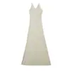 Ins transfronteiriço Europeu e Americano 2026 nova moda elegante feminino atacado gola V alça justa malha vestido longo