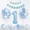 Fronteiriço meninos e meninas 1 ano de idade terno de balão bandeira de fundo aniversário do bebê decoração revelação de gênero
