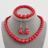 Collar de perlas, pendientes, pulsera, conjunto de tres piezas, personalidad, temperamento, accesorios sencillos, moda, viajero, collar de diamantes.